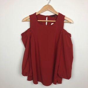 NWT Harlowe & Graham Red Cold Shoulder Top Size M